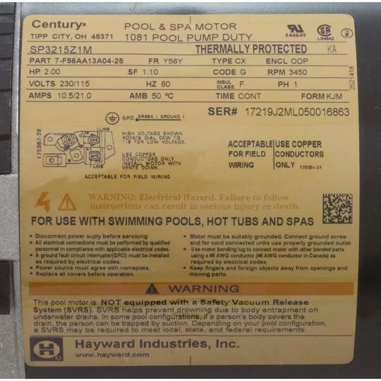 Hayward - Power End Pool Motor For 2HP 1-Speed Tristar Pool Pump, Max Rate 5 Hayward - Power End Pool Motor For 2HP 1-Speed Tristar Pool Pump, Max Rate - Image 3