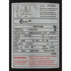 Century A.O. Smith - UST1102 C-Face 1 HP Up-Rated 56J Pool And Spa Pump Motor -US Swimming Pool Sales 2024 UST1102 C Face 1 HP Up Rated 56J Pool and Spa Pump Motor 7